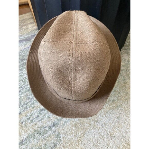 Vintage Stetson Mens TAN BEIGE Fedora Hat Size 7 1/4 Yellow Feather - Picture 3 of 9